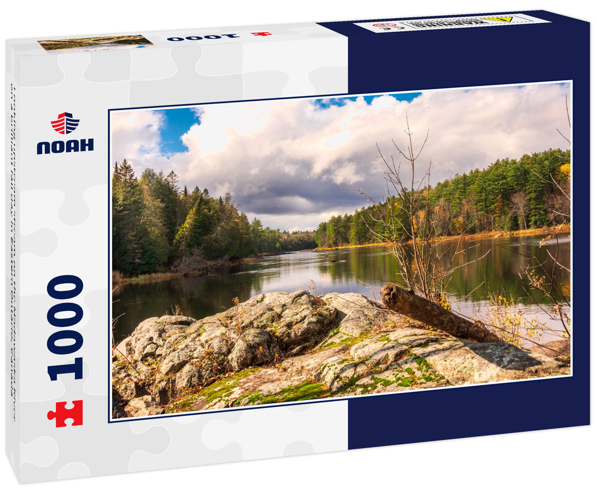 Looking upstream stream on the Madawaska River on a brilliant fall day in Eastern Ontario, Canada