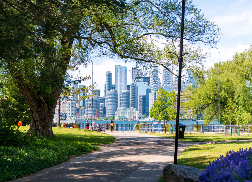 A walk way on Toronto's Center Island a public park across the Inner Harbour from the city's downtown core