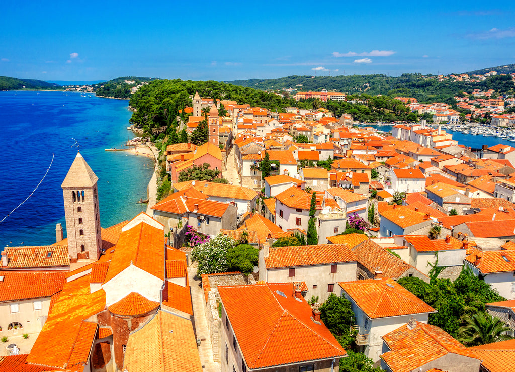 Town Rab on Croatian island from above