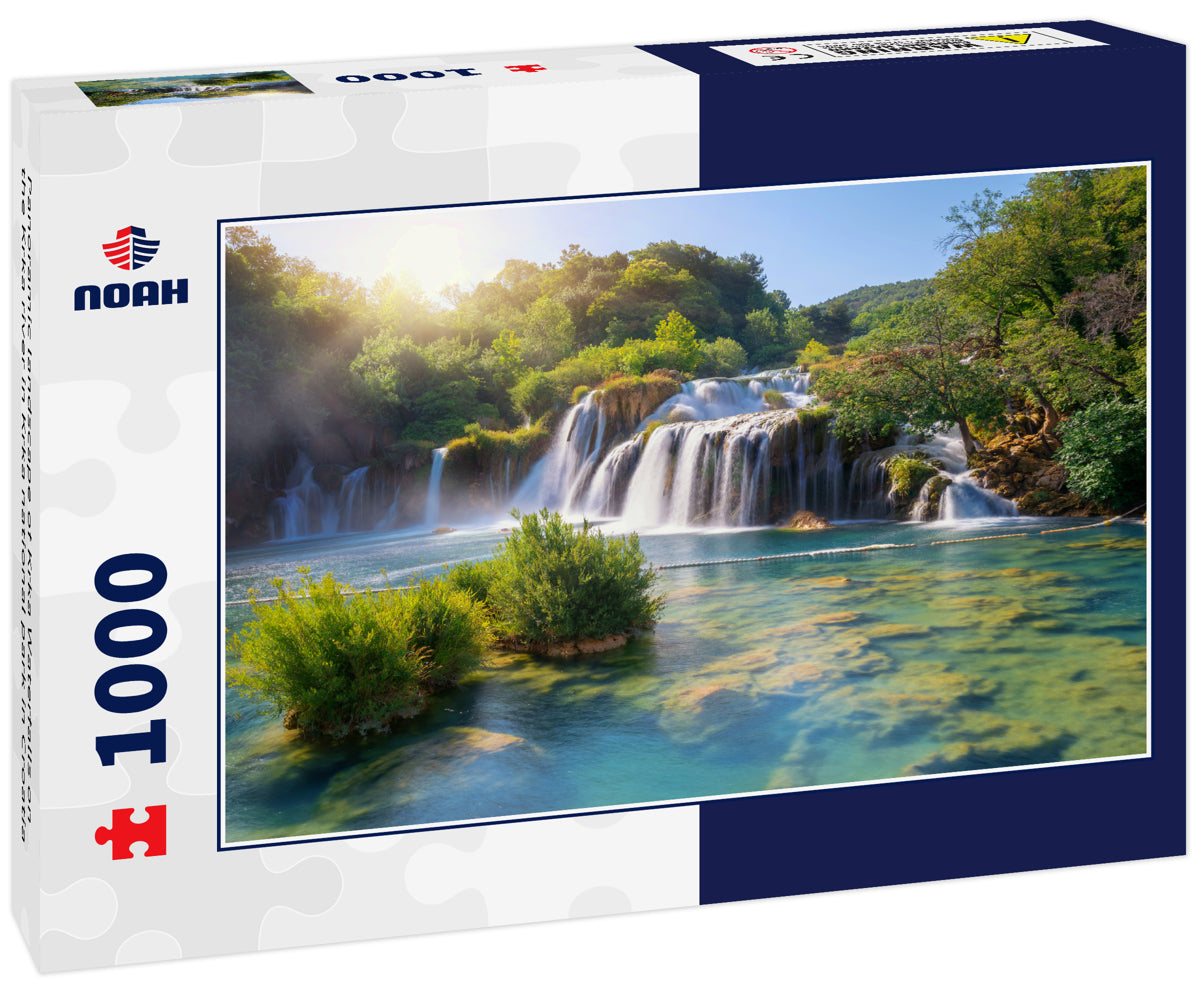 Panoramic landscape of Krka Waterfalls on the Krka river in Krka national park in Croatia