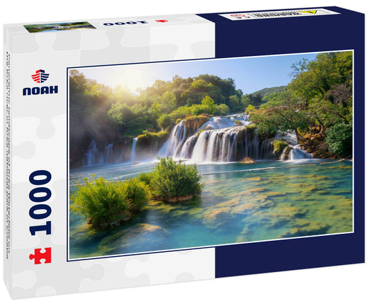 Panoramic landscape of Krka Waterfalls on the Krka river in Krka national park in Croatia