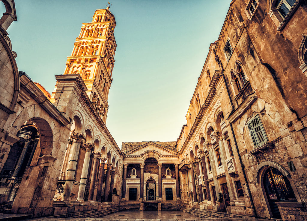 The Diocletian's Palace in Split, Croatia - Famous Diocletian Palace is ancient palace built for Emperor Diocletian in historic center of Split, Croatia
