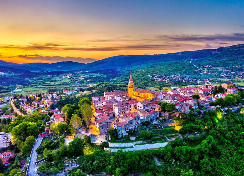 Aerial view of Buzet town in Istria, Croatia