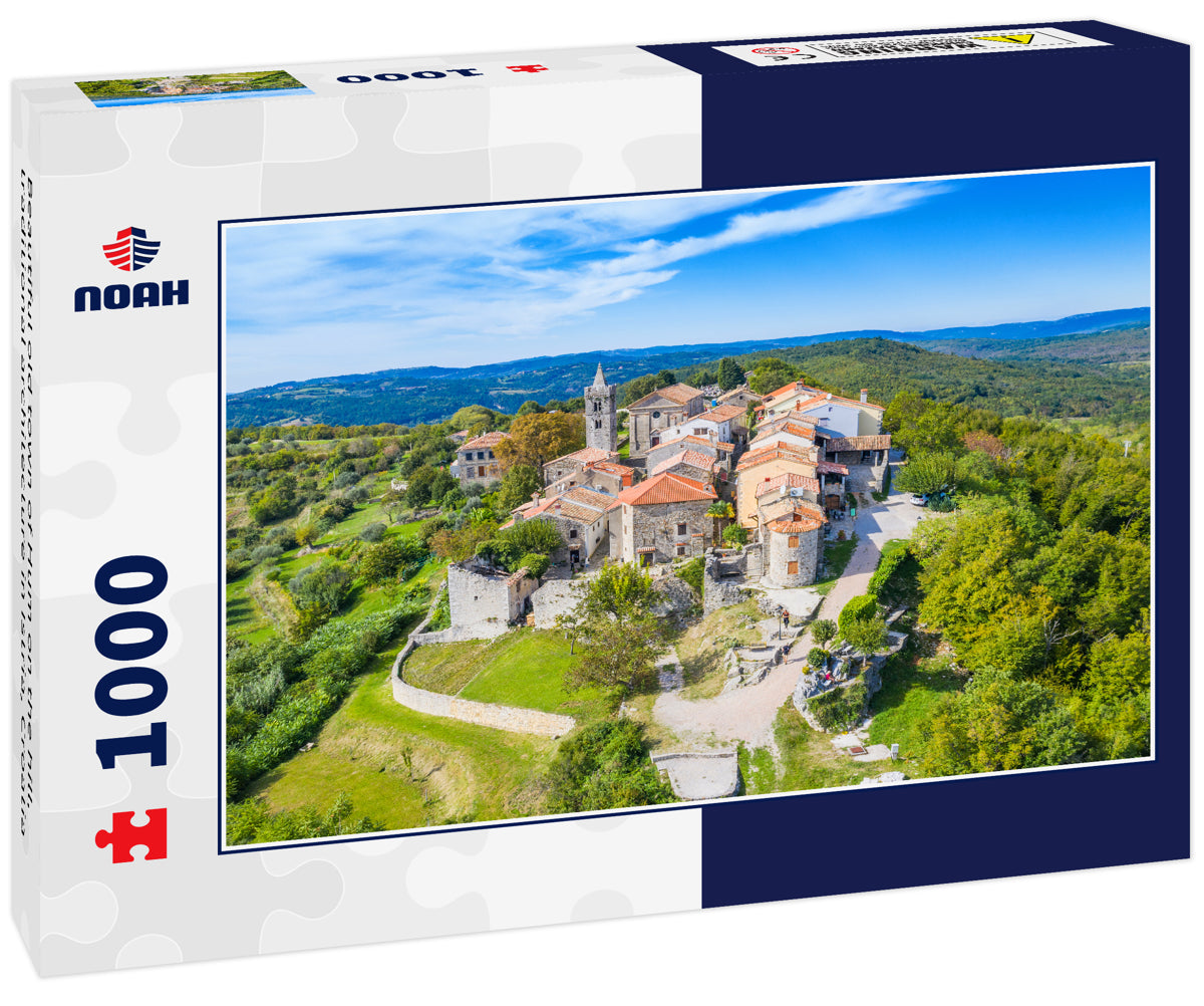 Beautiful old town of Hum on the hill, traditional architecture in Istria, Croatia