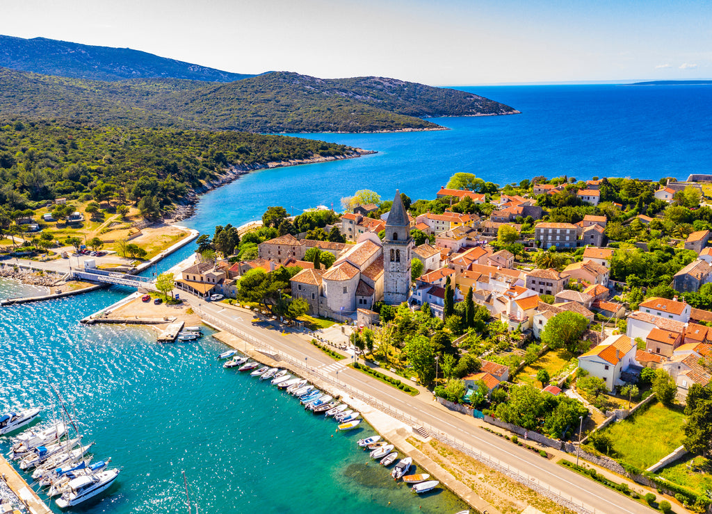 Historic Town of Osor with bridge connecting islands Cres and Losinj, Croatia
