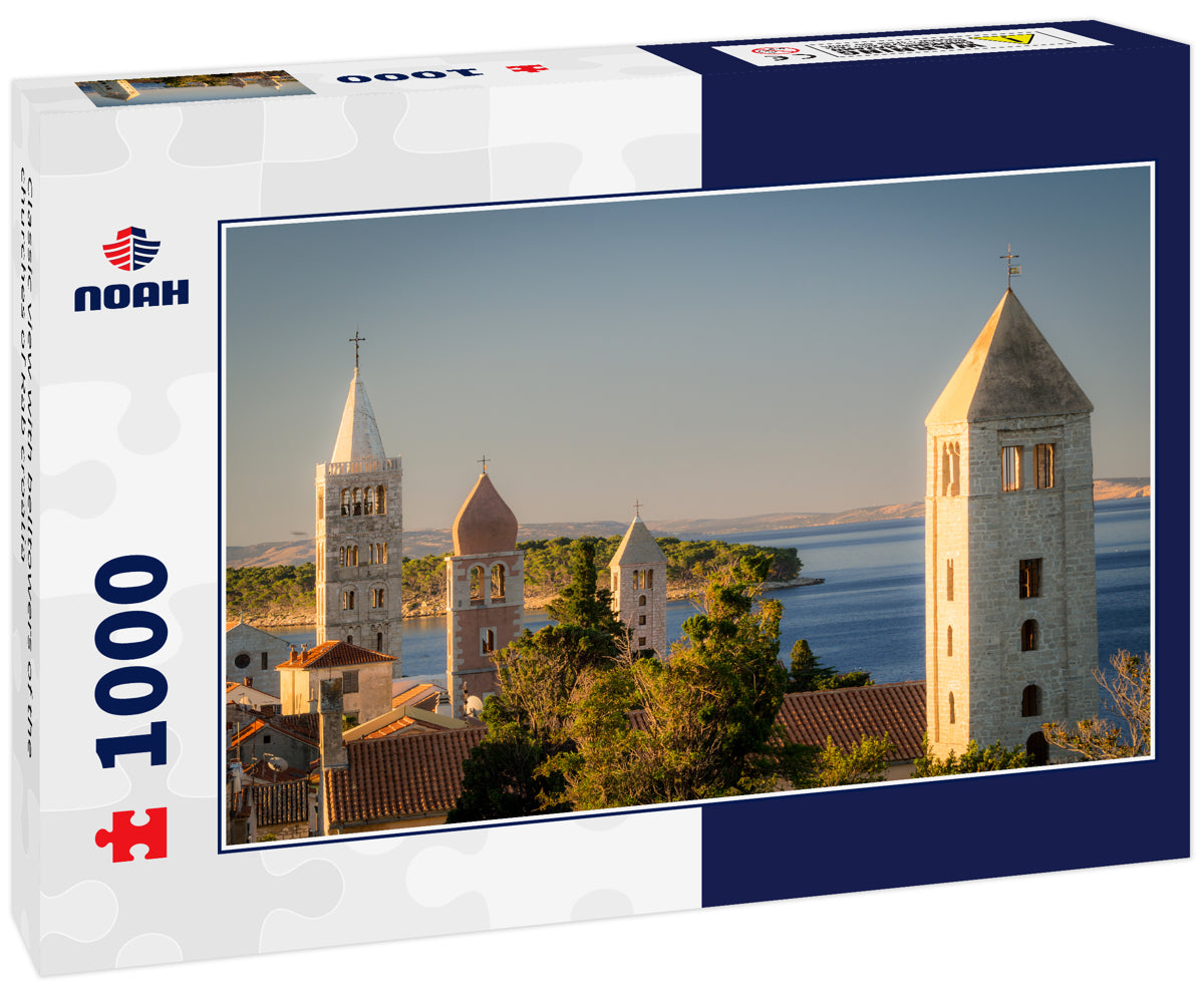 Classic view with belltowers of the churches of Rab croatia