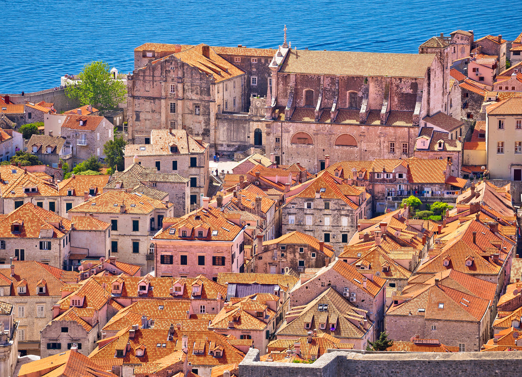 Dubrovnik. View of Dubrovnik rooftops and historic city center from above