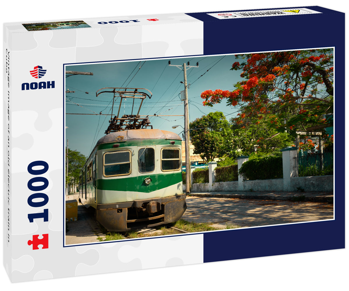 Vintage image of an old electric train in Cuba