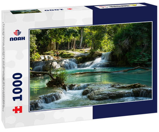 Turquoise water of Kuang Si waterfall, Luang Prabang, Laos. Tropical rainforest