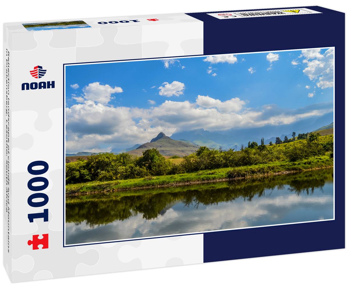 Reflection landscape of clouds and Mountains in Drakensberg, Lesotho, South Africa