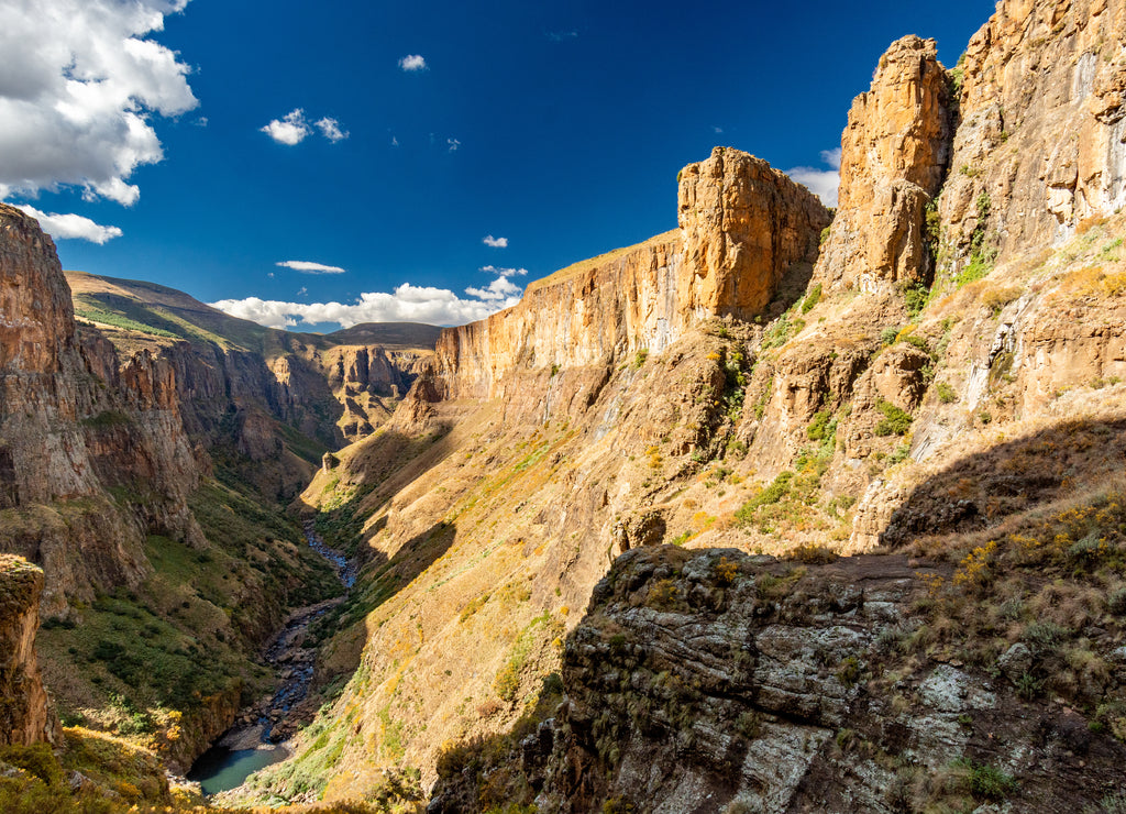 Travel to Lesotho. A view of the Maletsunyane River Canyon in the Semonkong region