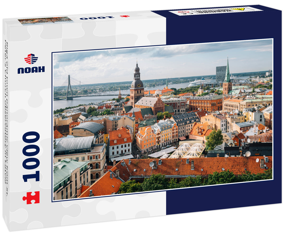 Riga old town panoramic view from St. Peter's Church observatory in Latvia