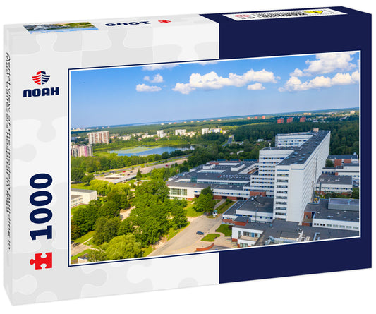 Aerial view of the modern building in Riga. Gailezers hospital in Riga