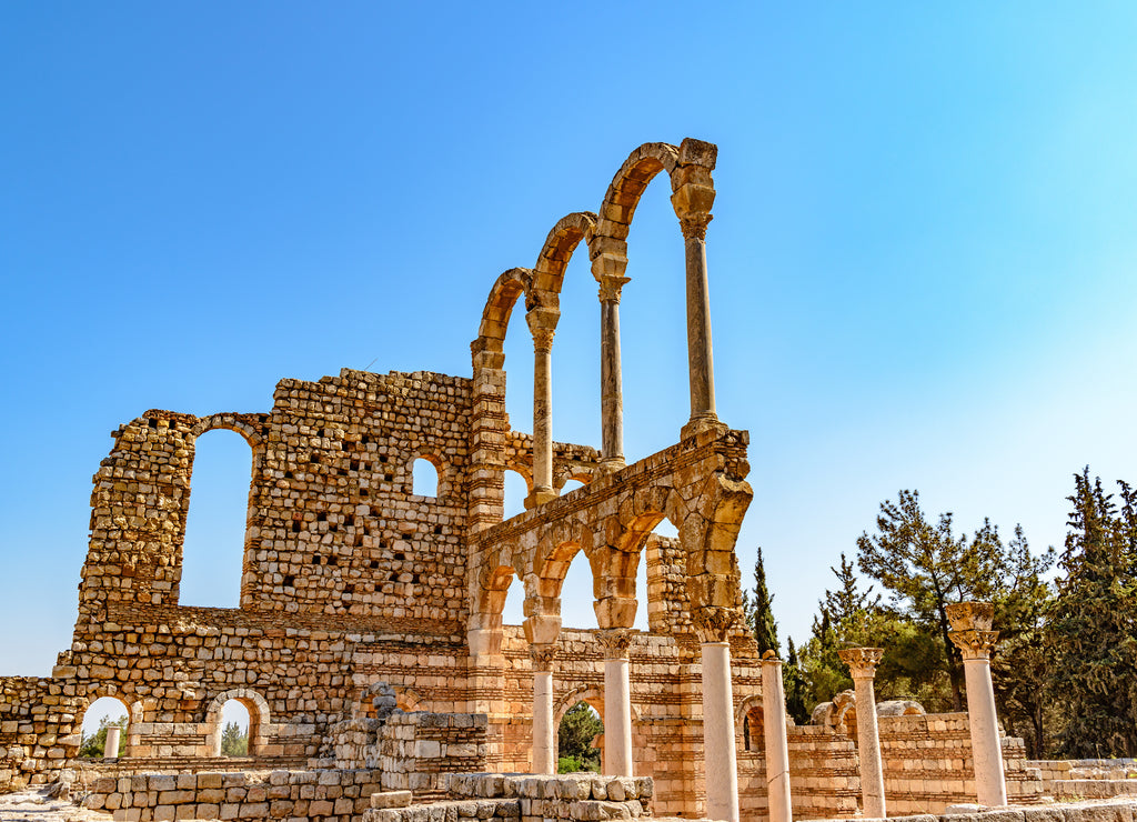 Great Palace of Umayyad Palace at Anjar in Lebanon. It is located about 50km east of Beirut and has led to its designation as a UNESCO World Heritage Site in 1984