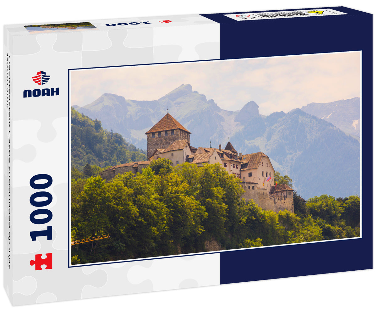 Liechtenstein Castle surrounded by Alps Mountains