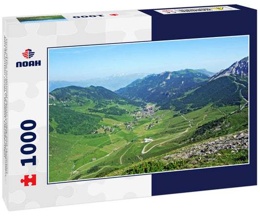 View of the Malbuntal alpine valley and ski-resort village Malbun from the slopes of the Liechtenstein Alps mountain range - Malbun, Liechtenstein