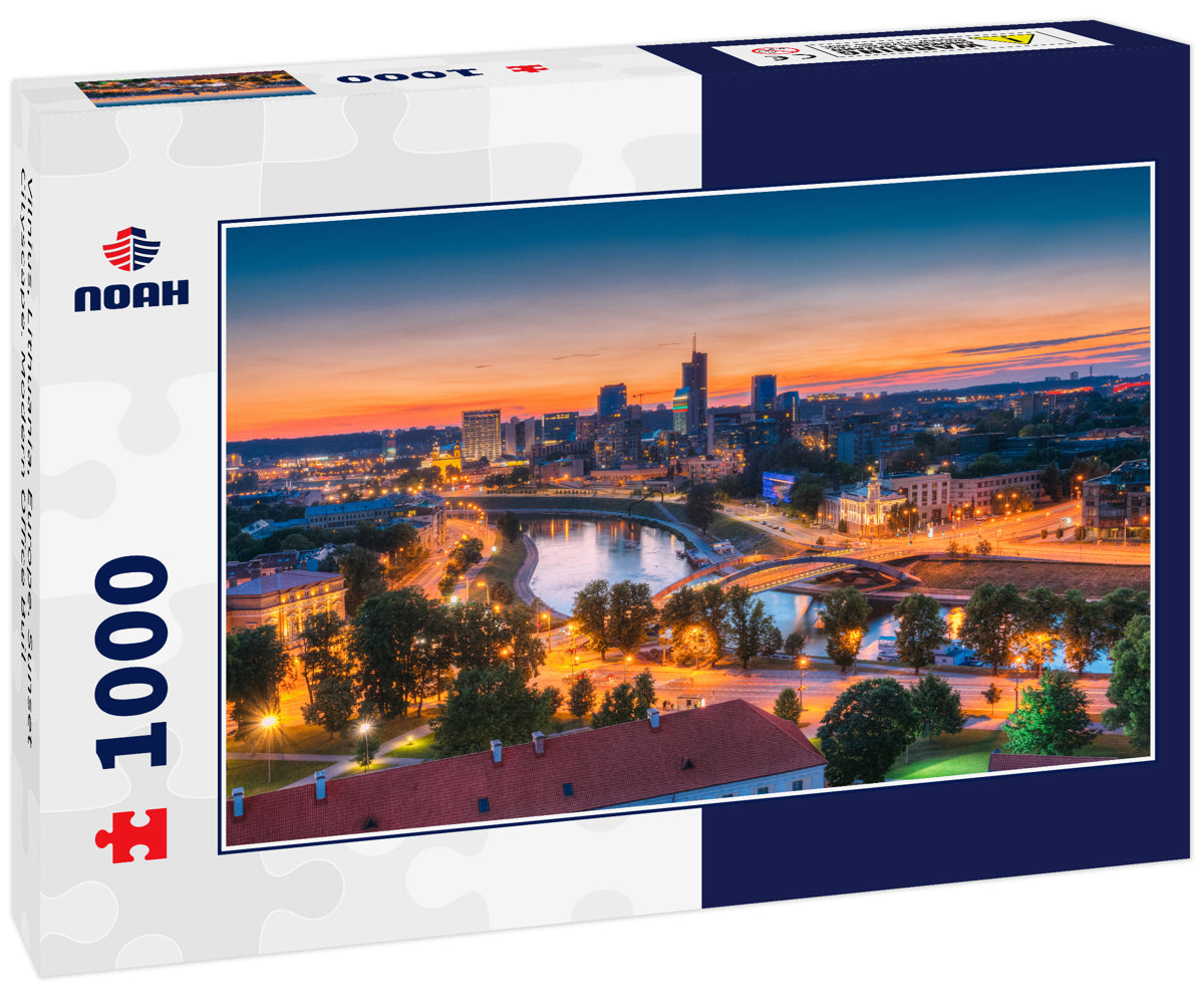 Vilnius, Lithuania, Europe. Sunset Cityscape. Modern Office Buil