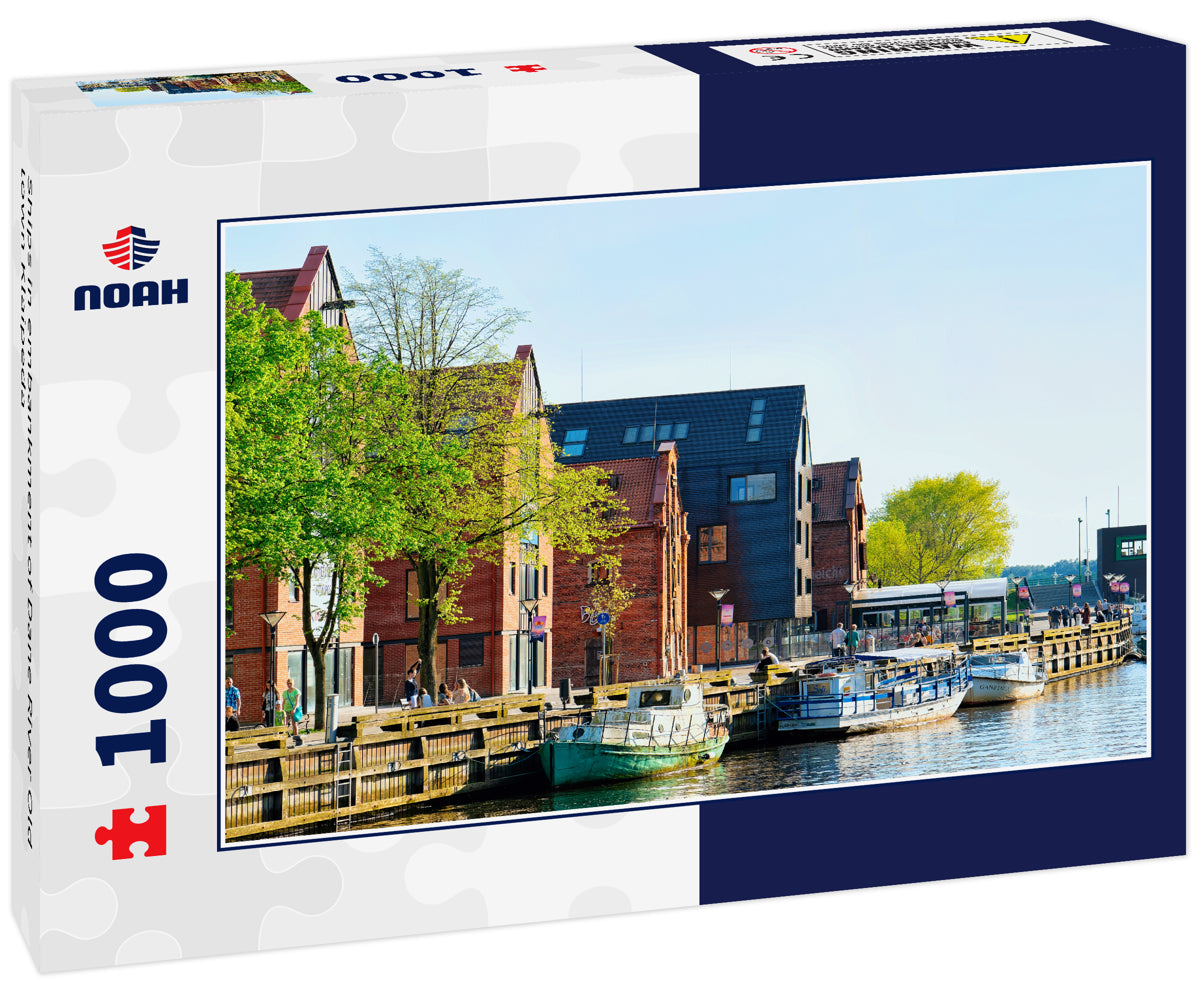 Ships in embankment of Dane River Old town Klaipeda