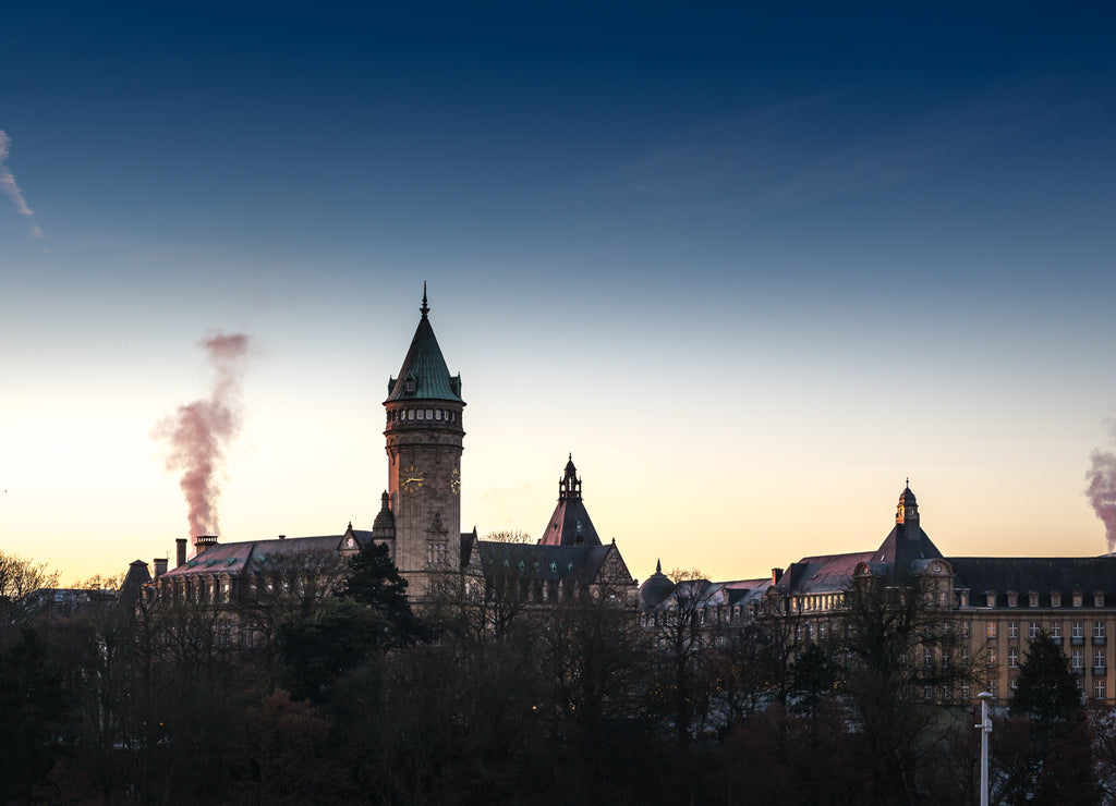 The skyline over the Petrus valley in Luxembourg City