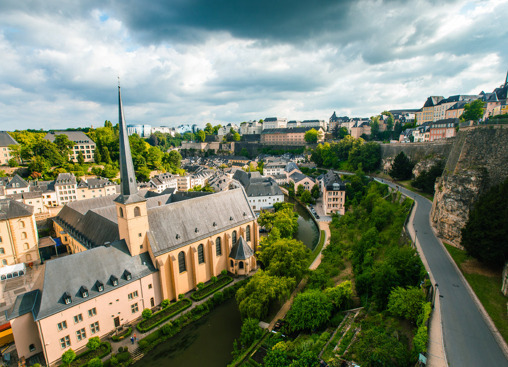 panoramic view of the city of Luxembourg, on a cloudy day