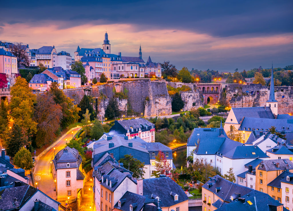 Luxembourg - Grund district on Alzette Valley, Luxembourg City