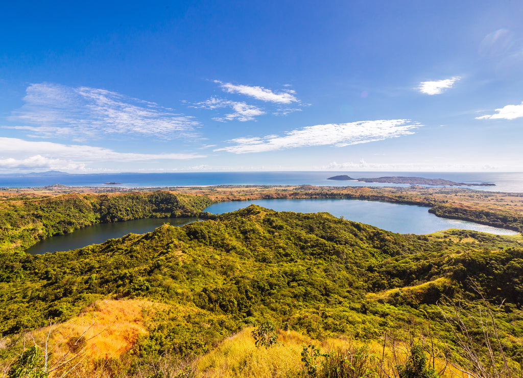View from Mont Passot above the crater lake Lac Amparihibe and the Indian Ocean, Nosy Be, Madagascar