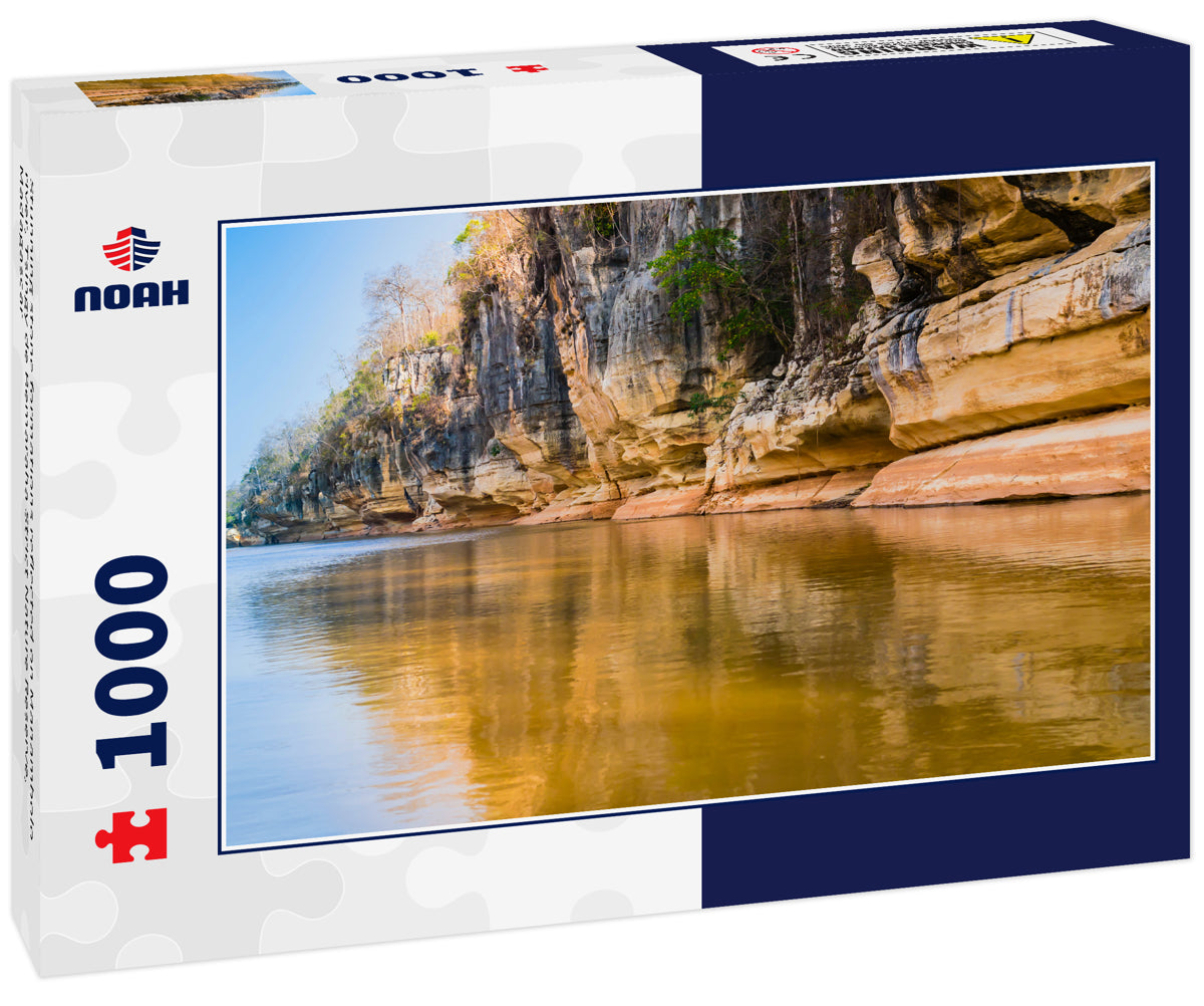 Stunning stone formations reflected on Manambolo river, Tsingy de Bemaraha Strict Nature Reserve, Madagascar