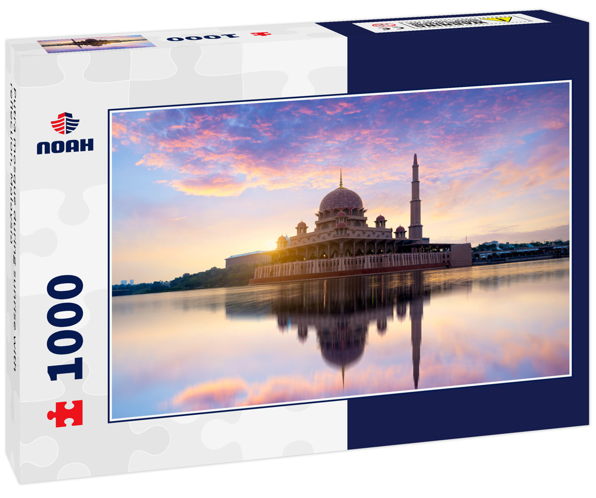 Putra mosque during sunrise with reflection, Malaysia