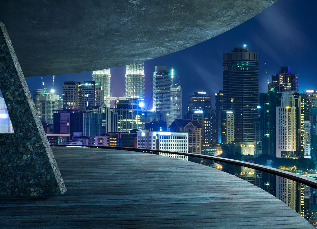 View from open space balcony,Kuala Lumpur city night night scene