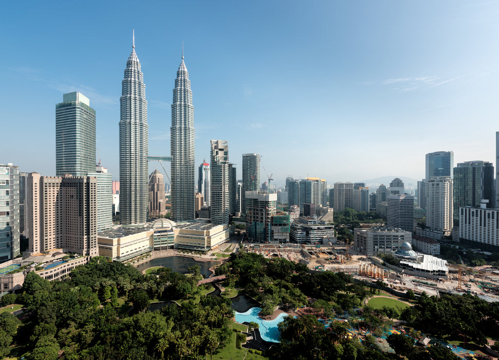 Kuala Lumpur skyline and skyscraper in Malaysia. Downtown business district center of Kuala lumpur seeing Petronas twin tower in Malaysia. Asia
