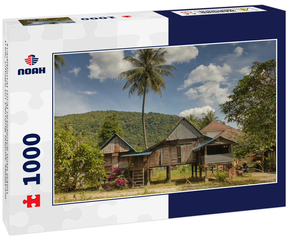 Traditional rural residence with palm tree, village on Penang Island, Malaysia