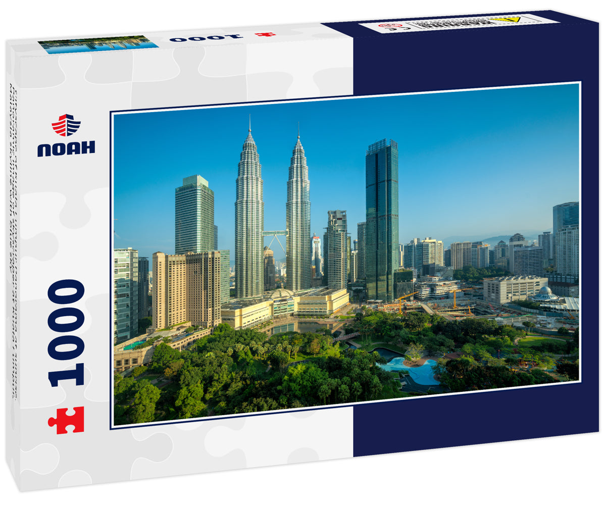 Cityscape of Kuala Lumpur Panorama at sunrise. Panoramic image of skyscraper at Kuala Lumpur, Malaysia skyline with blue sky