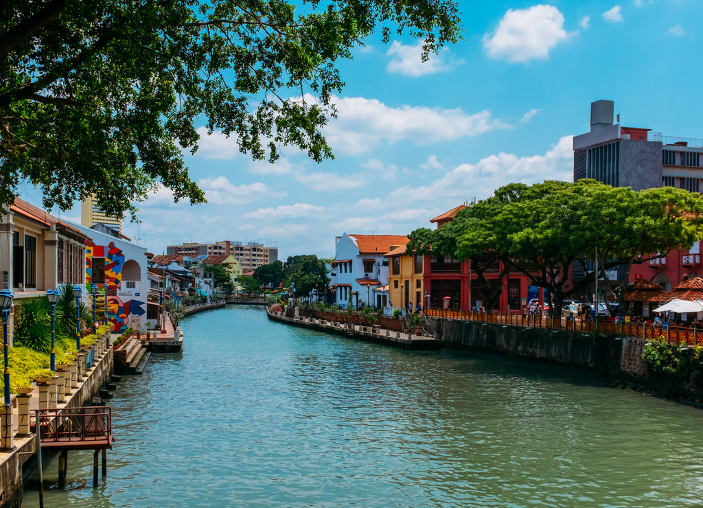 The old town of Malacca and the Malacca river. UNESCO World Heritage Site in Malaysia
