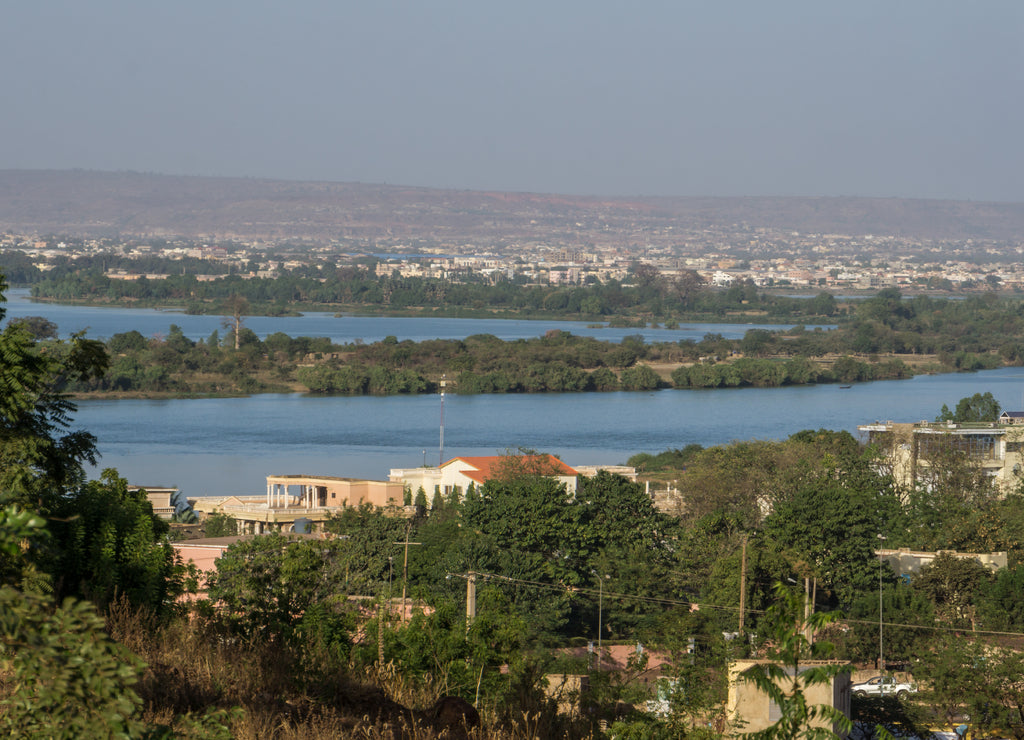 Overview of the capital of Mali, Bamako, with the river Niger on the background