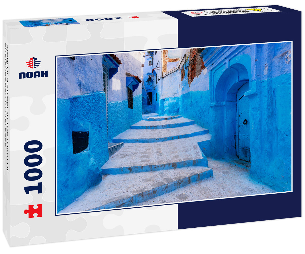 View of a street in the town of Chefchaouen in Morocco