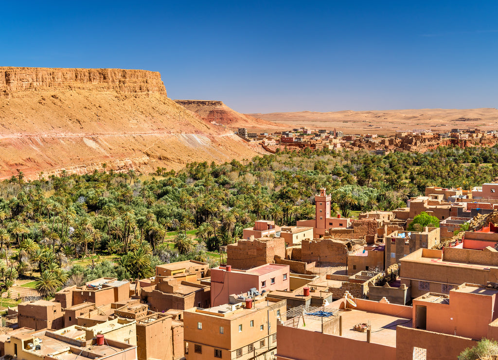 Panorama of Tinghir city in Morocco