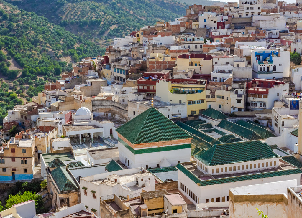 Landscape of the sacred town of Moulay Idriss, Morocco