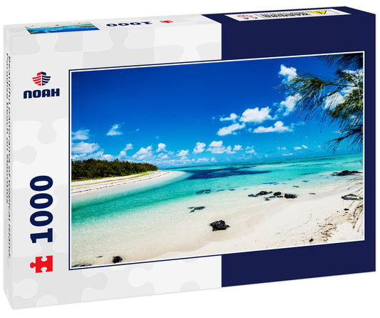 Beautiful panorama of tropical island. Paradise beach on Mauritius