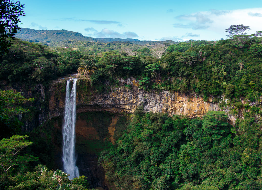 Landscape with a waterfall in Mauritius