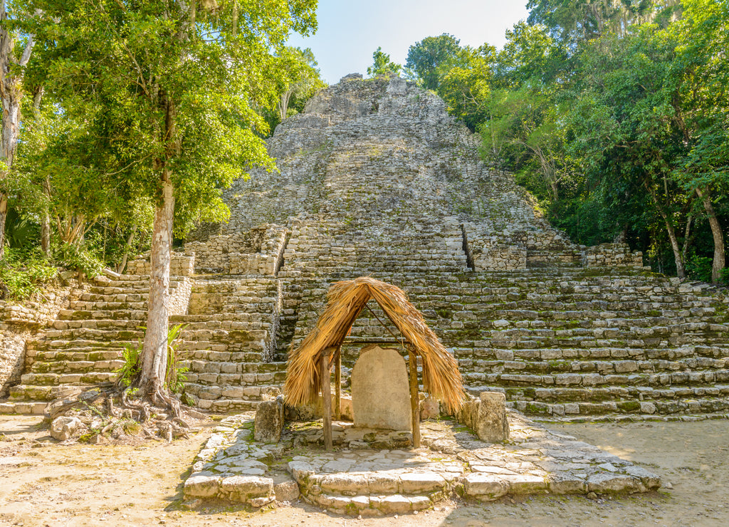 Fragment of Mayan Pyramid in Coba. Mexico