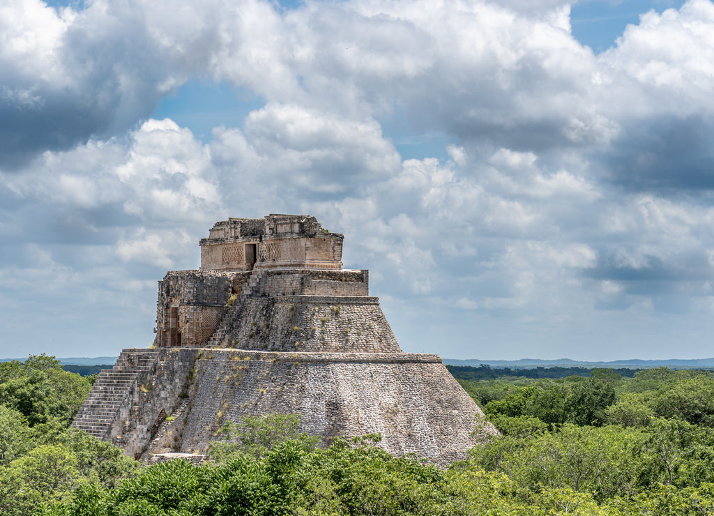 old maya temple in uxmal, Yucatan Mexico
