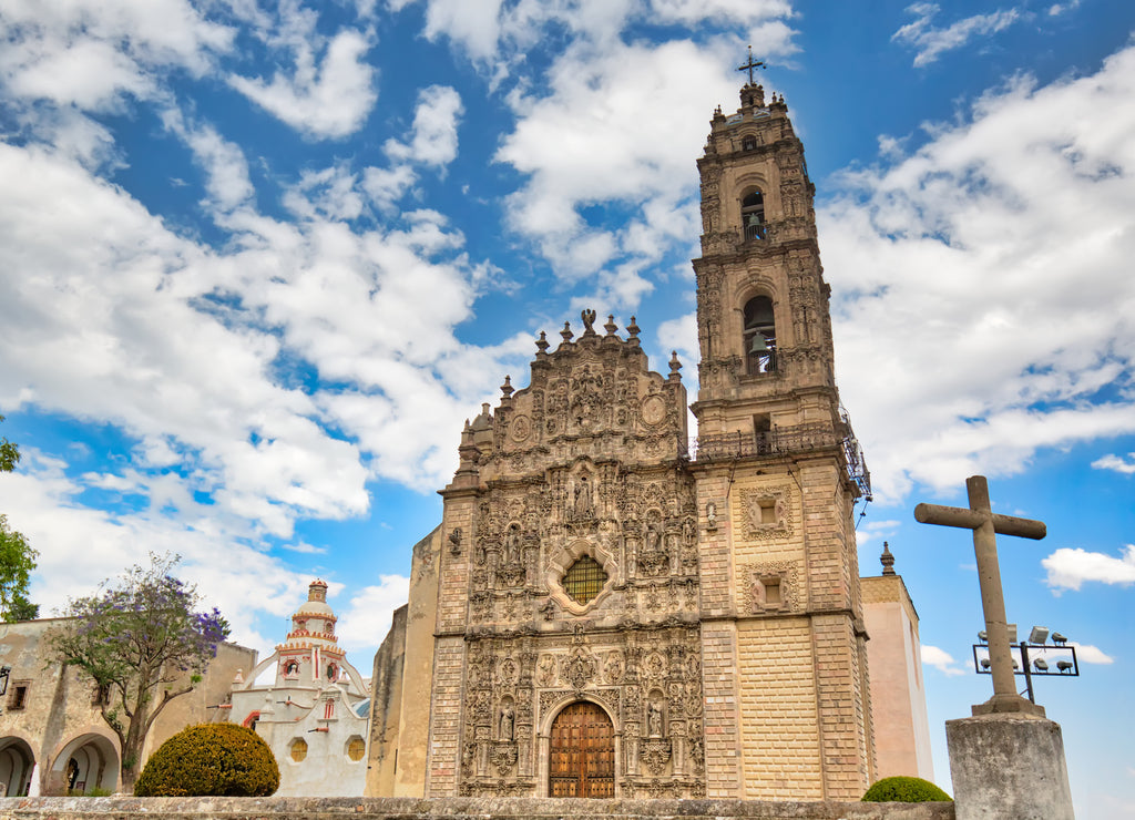 Mexico, Tepotzotlan Francisco Javier Church at early sunset