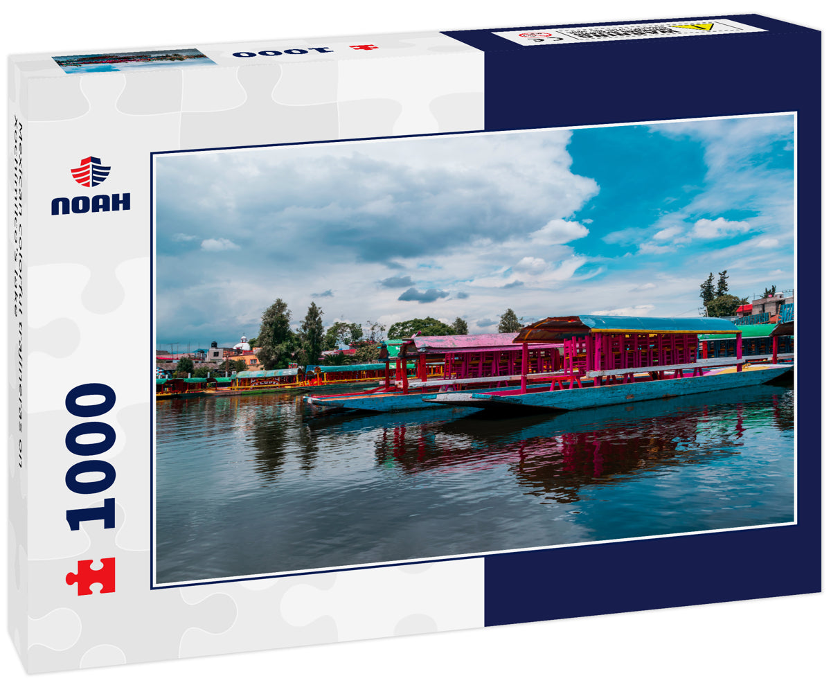 Mexican colorful trajineras on Xochimilco's lake