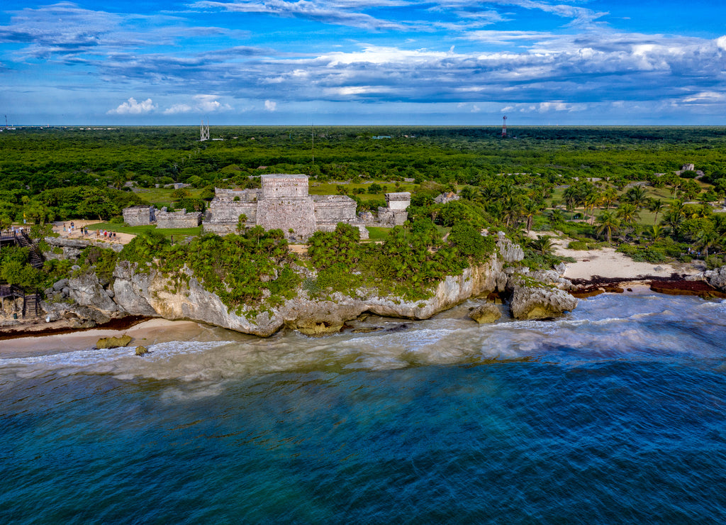 Tulum Maya ruins aerial view panorama