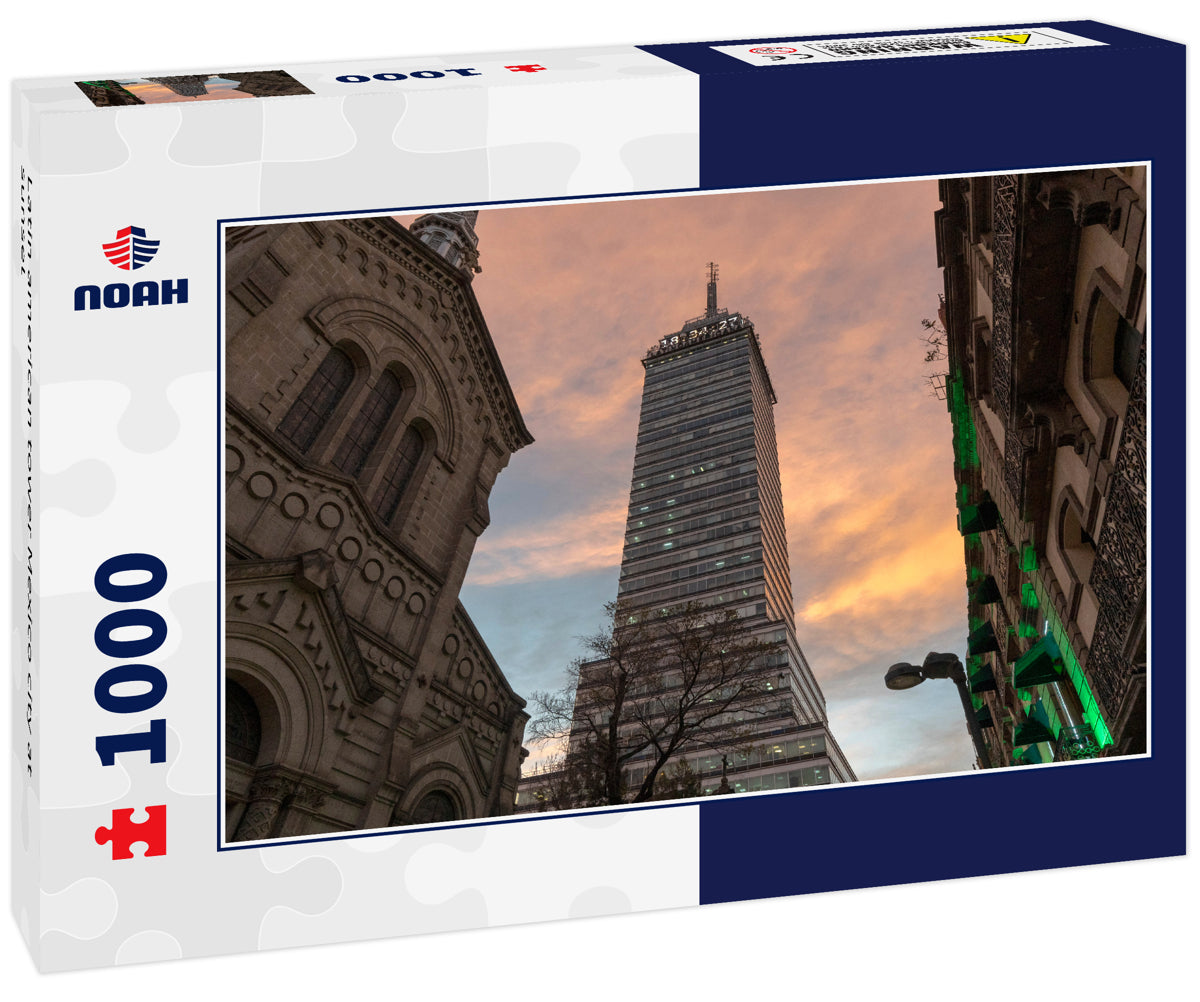 Latin american tower Mexico city at sunset
