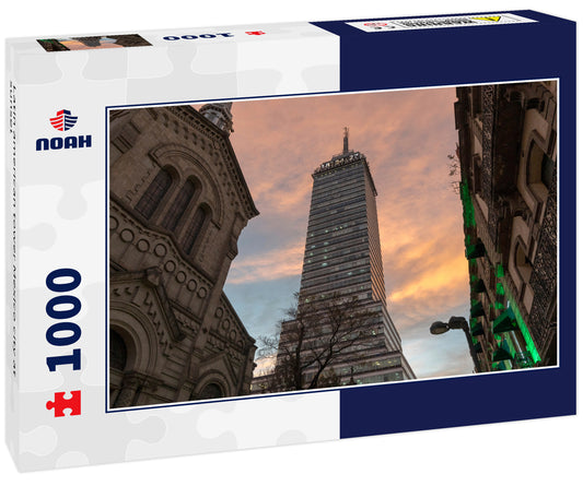 Latin american tower Mexico city at sunset