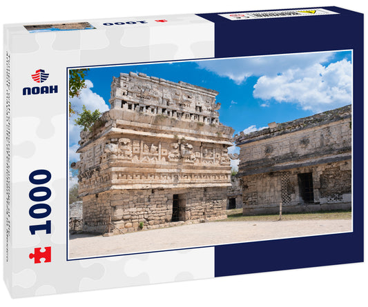 Temple with elaborate carvings at the ancient mayan city of Chichen Itza in Mexico