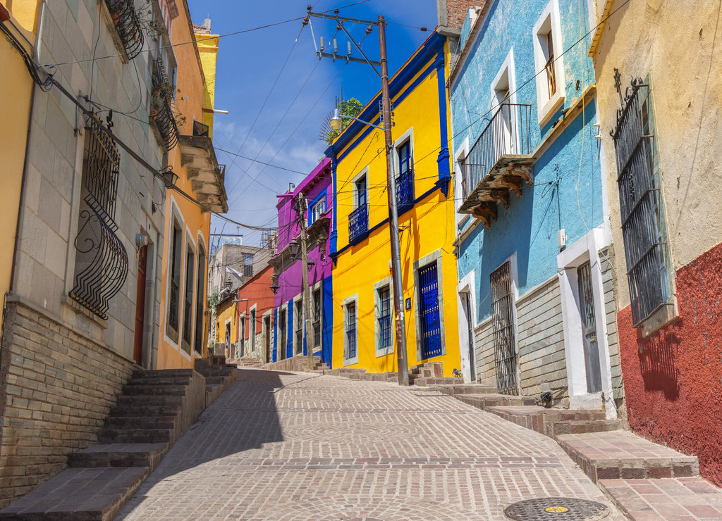 Guanajuato, Mexico, scenic colorful streets in historic city center