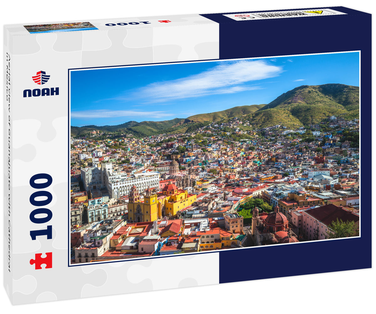 Aerial view of Guanajuato with Cathedral in Mexico