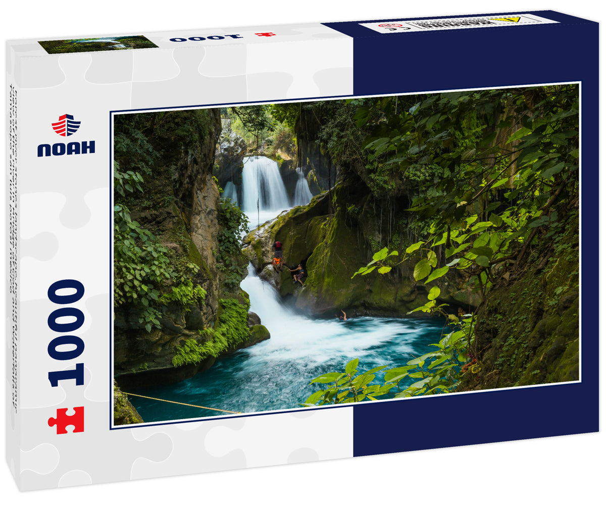 Forest river stones landscape,beautiful panoramic view of the river in Bridge of God and Waterfalls of Tamasopo san luis potosi mexico